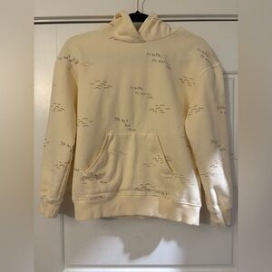 Zara Girls Cream Gold Text‎ Graphic Print School  Sweat Shirt Top 11 12 (A8)